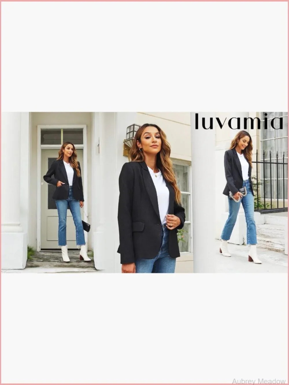 Tweed Blazer Jacket Women Business Casual Work Suits Office Professional Long